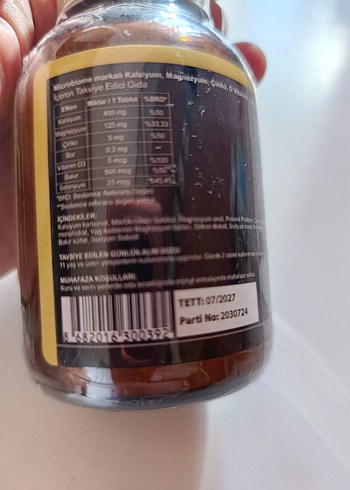  Beden Microbiome Kalsiyum ve Vitamin İçeren Takviye