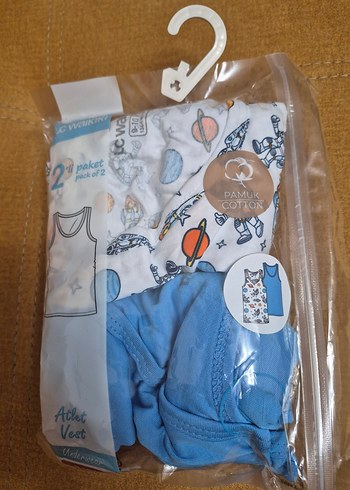 Çocuk için 2'li Mavi Atlet Seti - Görsel 5