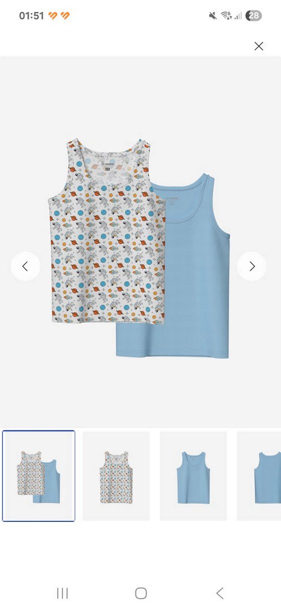 Çocuk için 2'li Mavi Atlet Seti - Görsel 2