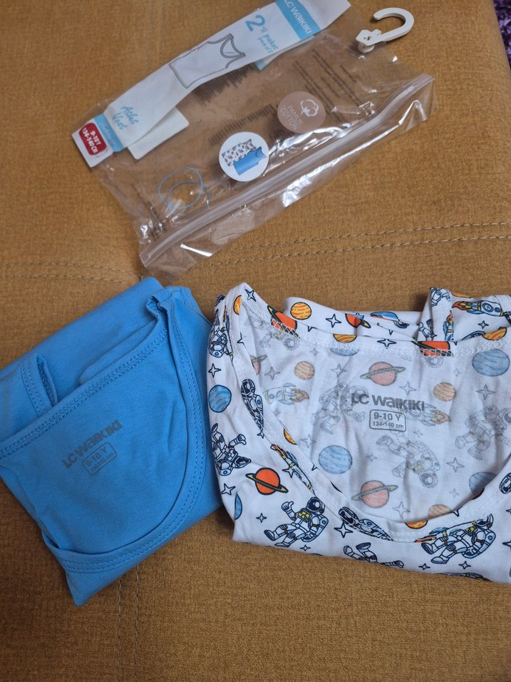 Çocuk için 2'li Mavi Atlet Seti - Görsel 3