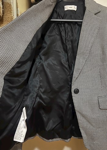 s Beden Gri Kareli Düğmeli Kadın Blazer Ceket