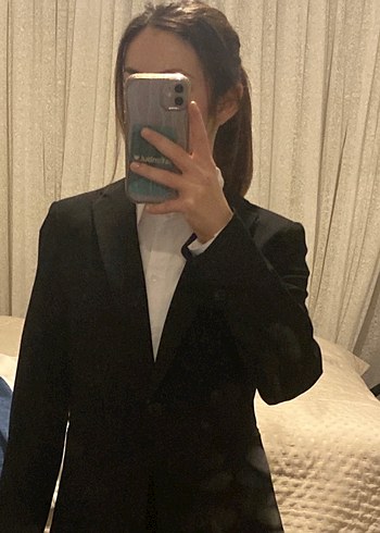 Siyah Midi Kadın Blazer Ceket
