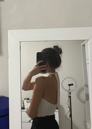 s Beden Beyaz boyundan bağlamalı bodysuit