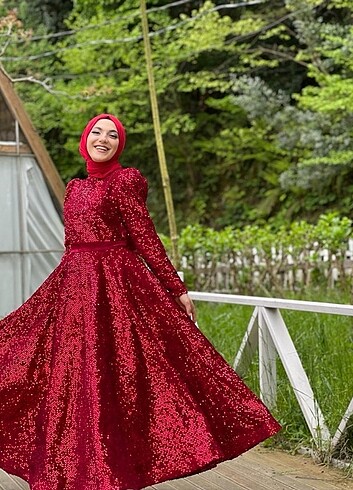 Abiye Kırmızı payet abiye