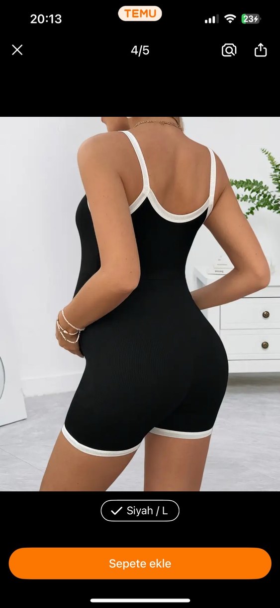 Hamile Siyah Beyaz Kısa Kadın Tulum - Görsel 3