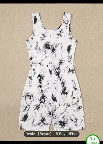 Kadın Beyaz Tie-Dye Kısa Tulum - Görsel 2