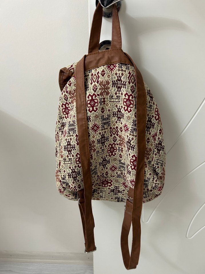 Kahverengi Desenli Bohem Sırt Çantası - Görsel 2