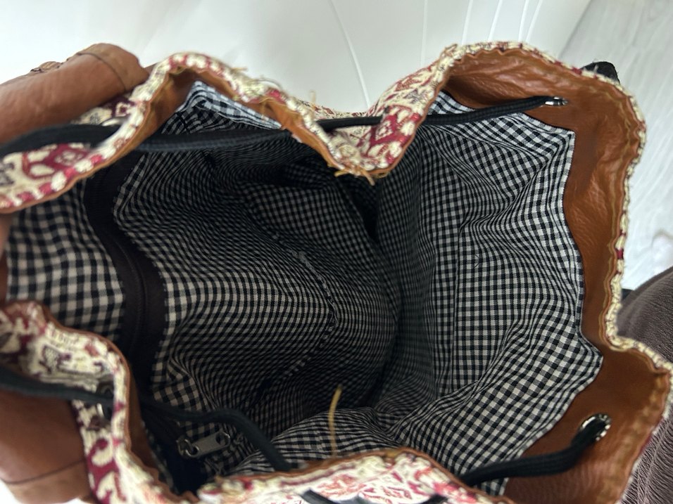 Kahverengi Desenli Bohem Sırt Çantası - Görsel 3