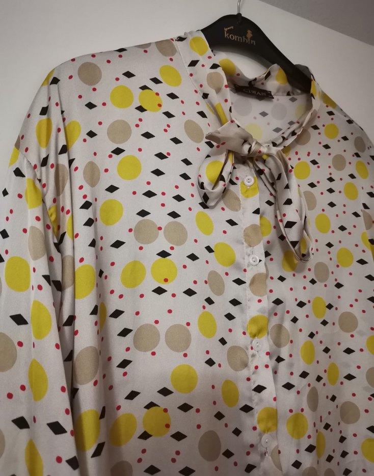 Düğmeli, Bağlamalı Yaka, Uzun Kollu Bohem Gömlek - Görsel 2