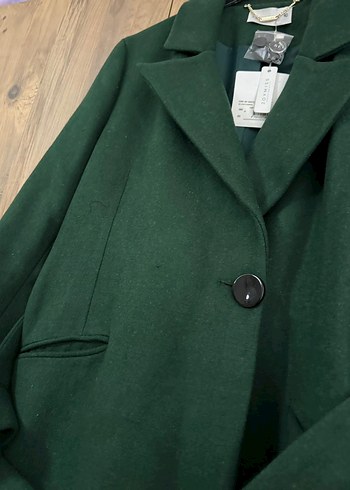 Kemerli Koyu Yeşil Kaşe Kaban - Görsel 2