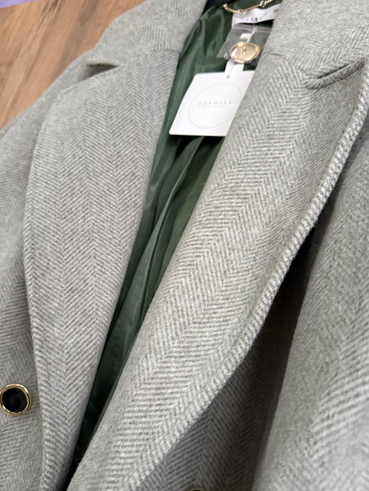 Gri Uzun Çift Düğmeli Kaban - Görsel 2