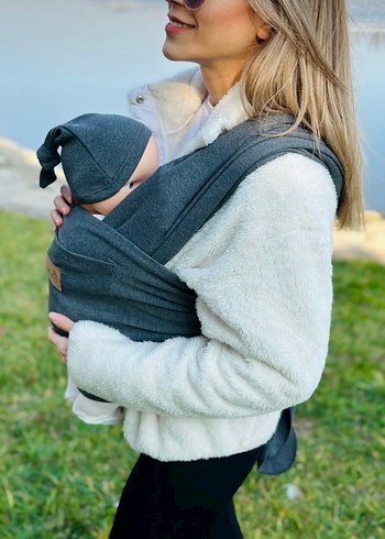 Gri Bebek Taşıma Slingi - Görsel 4