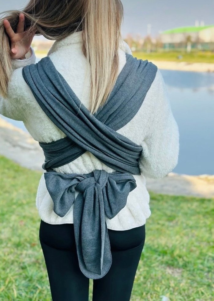 Gri Bebek Taşıma Slingi - Görsel 3