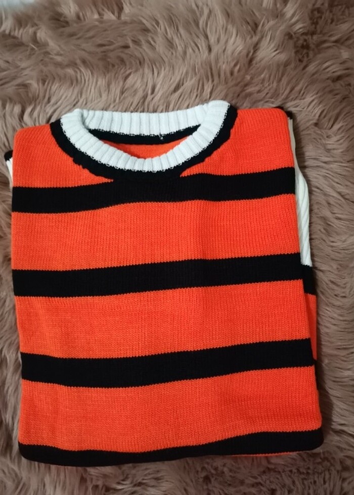 Turuncu Çizgili Kazak - Görsel 5