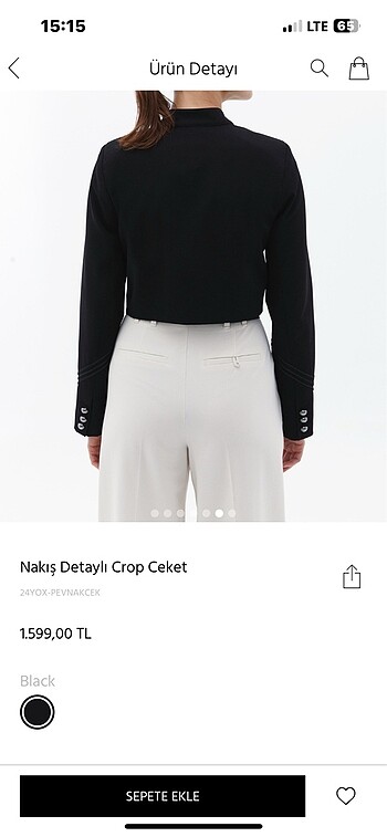 xs Beden siyah Renk OXXO Crop nakışlı Blazer Ceket