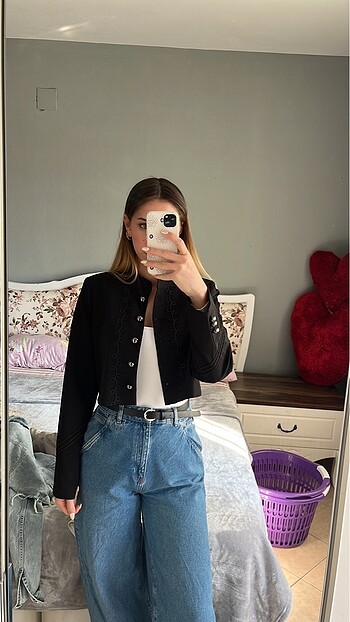 OXXO Crop nakışlı Blazer Ceket
