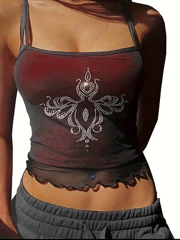 Tül Katmanlı Gotik Crop
