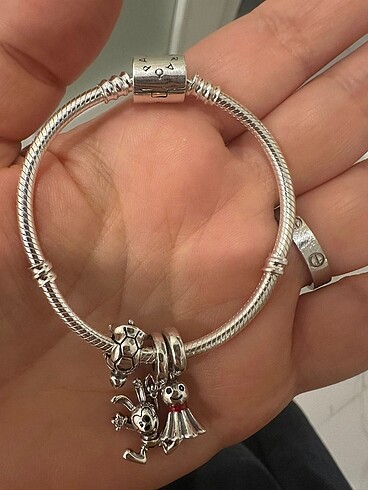Gümüş Pandora Bileklik + 3 charm 16 cm