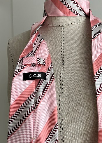 C.C.S Desenli Pembe Kravat - Görsel 3