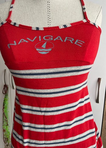 Çizgili Kırmızı Grunge Bluz - Görsel 3