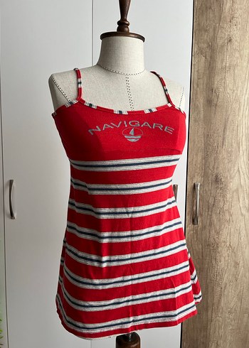 Çizgili Kırmızı Grunge Bluz - Görsel 2