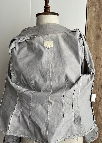 Gri Çizgili Y2K Kadın Ceket Fermuarlı - Görsel 9