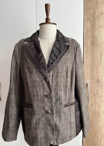 Ekoseli %37 Yün Blazer Ceket - Görsel 5