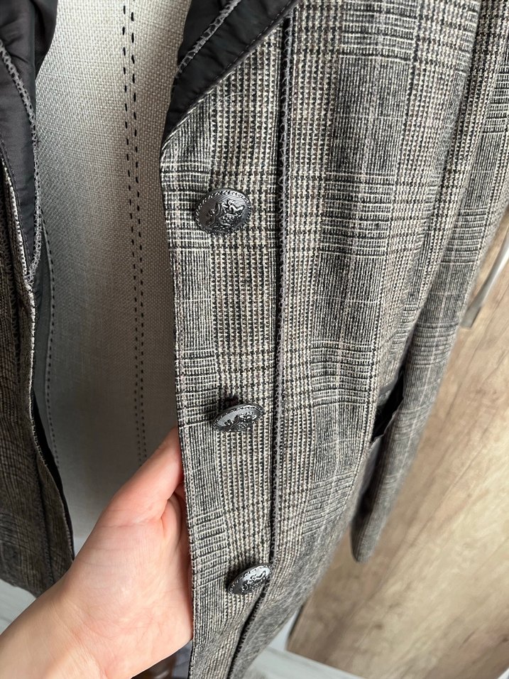 Ekoseli %37 Yün Blazer Ceket - Görsel 3