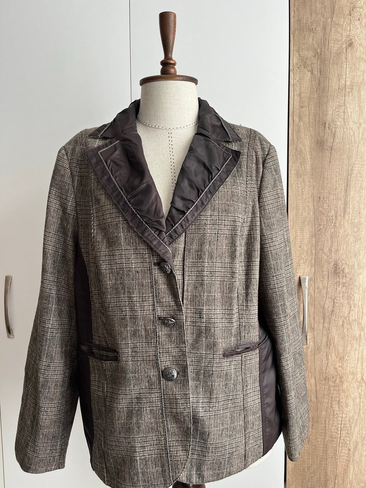 Ekoseli %37 Yün Blazer Ceket - Görsel 5