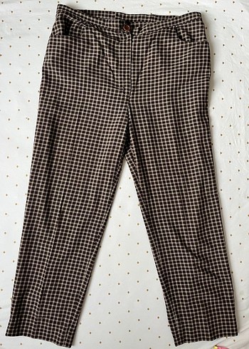 Ekoseli Desenli Kahverengi Pantolon - Görsel 4