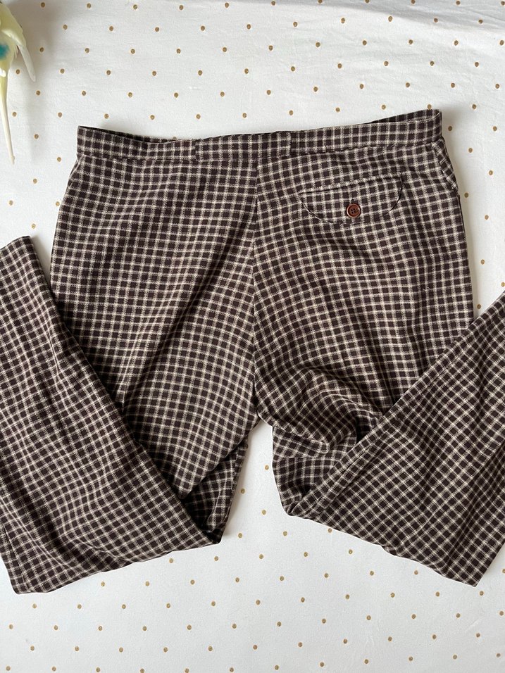 Ekoseli Desenli Kahverengi Pantolon - Görsel 2