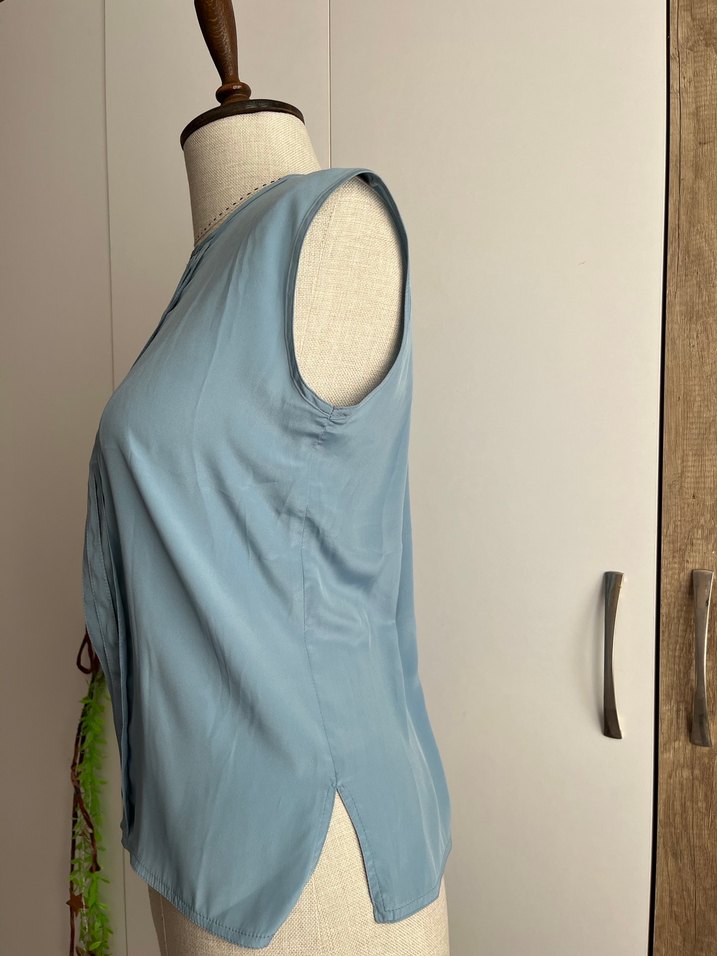 Mavi Vintage Piliseli Kolsuz Bluz - Görsel 3