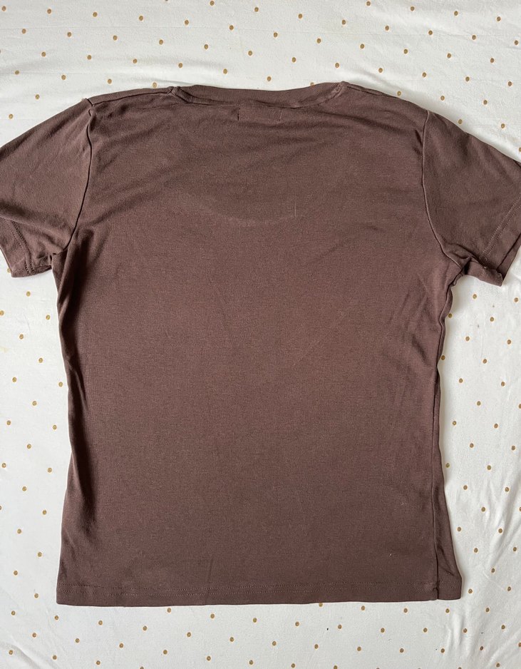 Kahverengi Kısa Kollu Kadın Tişört - Görsel 2
