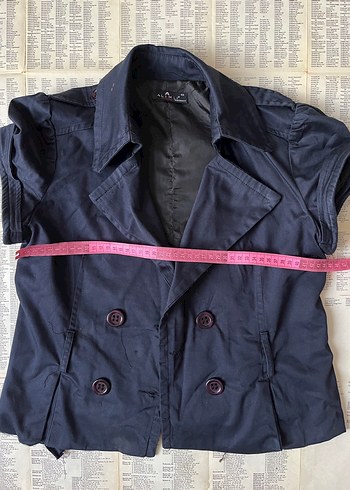 Lacivert Kısa Kollu Vintage Blazer Ceket - Görsel 6