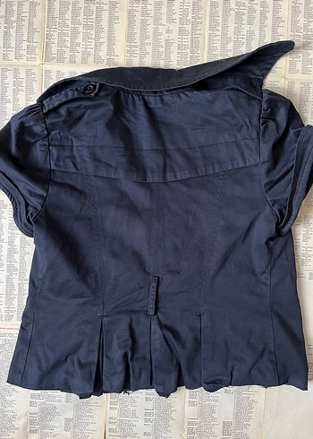 Lacivert Kısa Kollu Vintage Blazer Ceket - Görsel 7