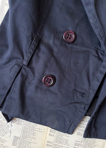 Lacivert Kısa Kollu Vintage Blazer Ceket - Görsel 2