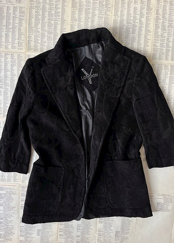 Y- London Kadifemsi Siyah Desenli Ceket - Görsel 7