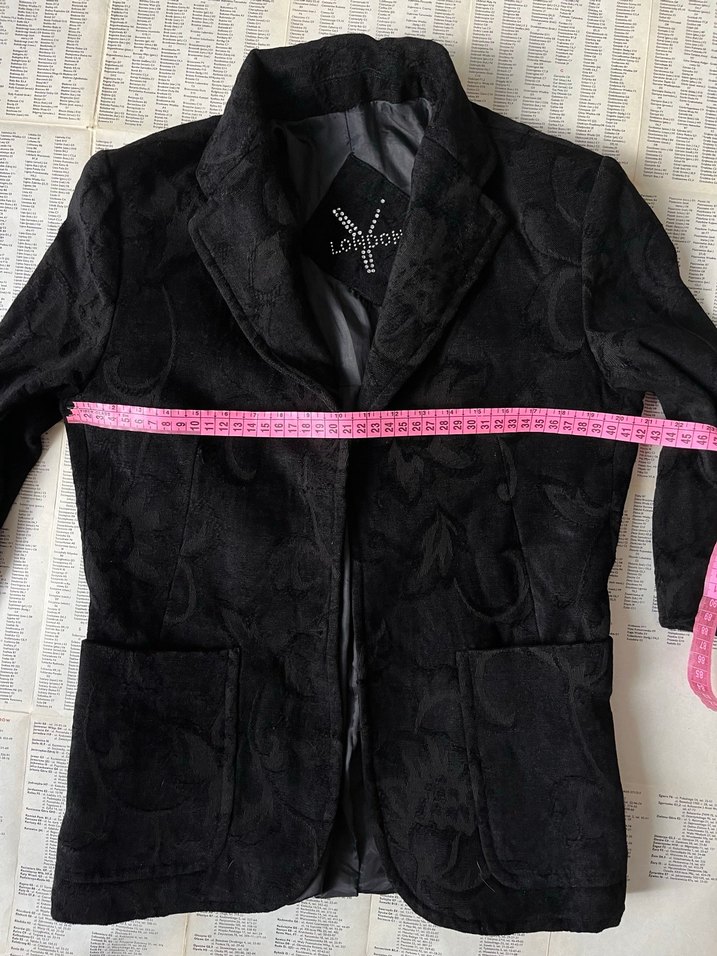 Y- London Kadifemsi Siyah Desenli Ceket - Görsel 3