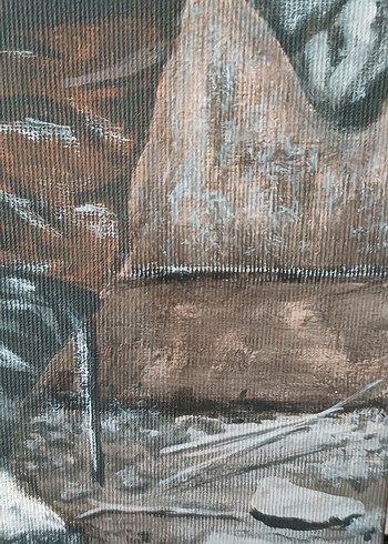 Kahverengi Tonlarda Geleneksel Müzisyenler Tablosu - Görsel 2