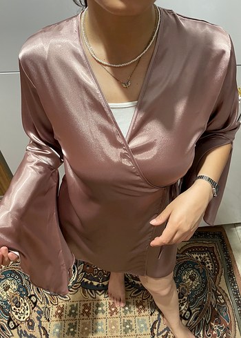 Coquette Lolita Vizon Parlak Midi Kadın Sabahlık