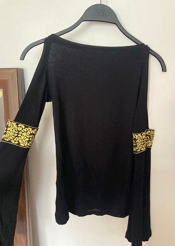 American Vintage Bohem Gotik Y2K Siyah V Yakalı Kadın Bluz