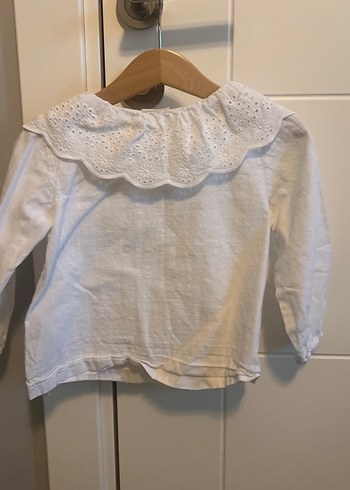 Kız Çocuk Beyaz Nakışlı Pamuklu Gömlek - Görsel 4