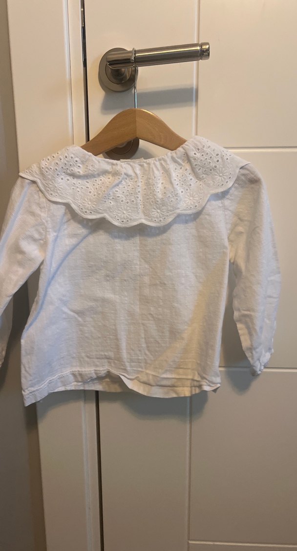 Kız Çocuk Beyaz Nakışlı Pamuklu Gömlek - Görsel 4