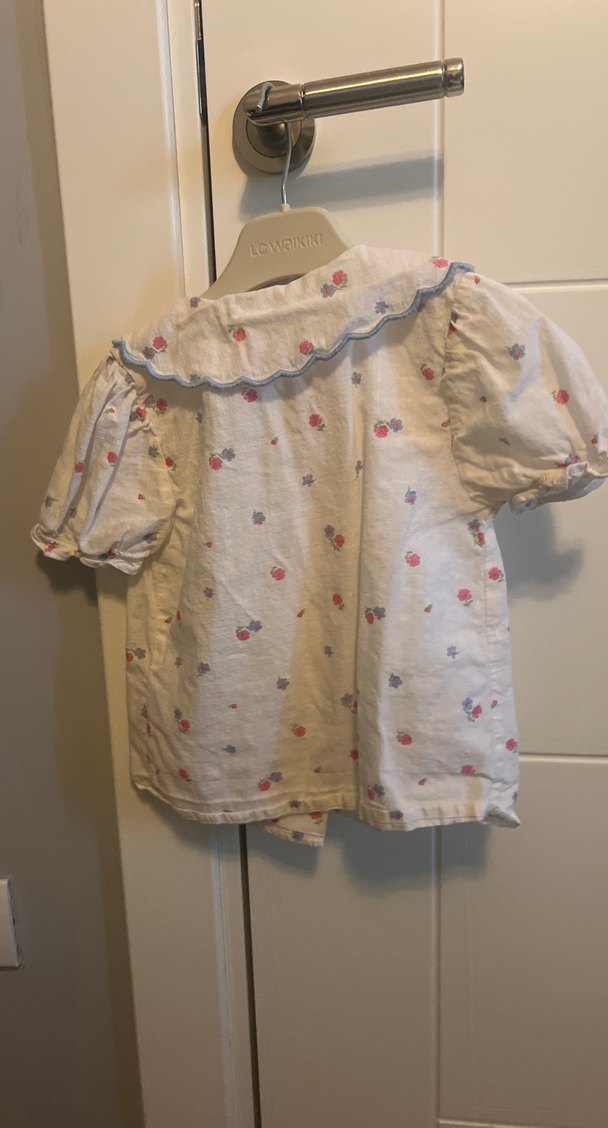 Kız Çocuk Keten Kısa Kollu Baskılı Gömlek - Görsel 4