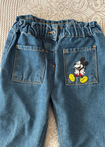 Nakışlı Mavi Kız Kot Pantolon - Görsel 4