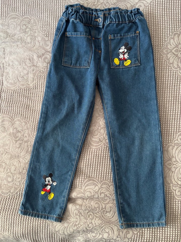 Nakışlı Mavi Kız Kot Pantolon - Görsel 2