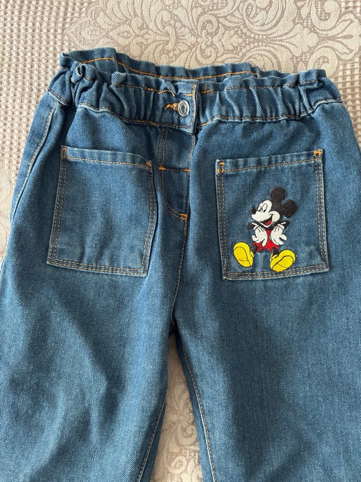 Nakışlı Mavi Kız Kot Pantolon - Görsel 4