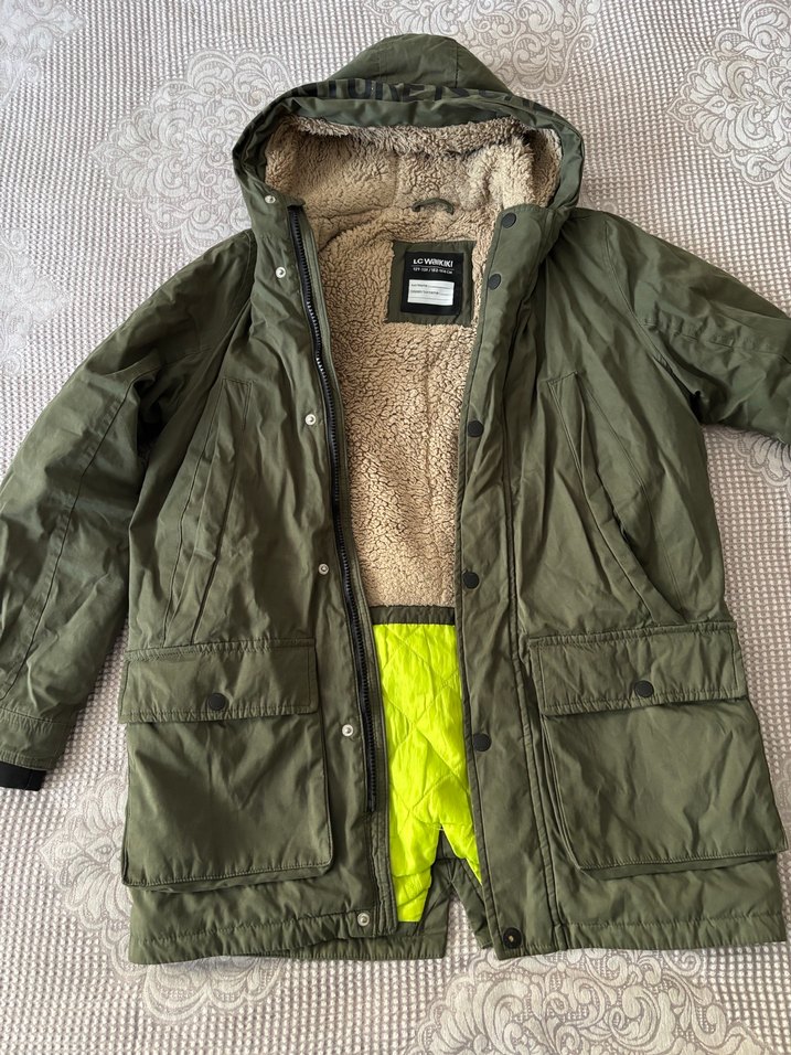 İçi kürk Detaylı erkek çocuk Yeşil Mont - Görsel 2