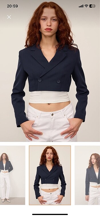 xl Beden lacivert Renk Kısa Blazer ceket