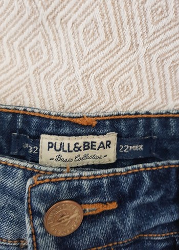 Pull and Bear Mavi Kot Mini Şort Loose Fit